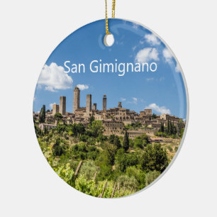 Ornamento De Cerâmica San Gimignano Toscânia Itália Panorama Souvenir