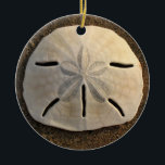 Ornamento De Cerâmica Sand Dollar Seashell Beach Ornament Pental<br><div class="desc">Uma concha de areia dólar repousa na costa da praia de areia com luz lateral suave do pôr do sol. Imagem é uma foto colorida tirada em Playa Grande, Costa Rica na Costa do Pacífico. Personalize este pendente de ornamento da concha marítima com seu próprio texto ou imagens usando a...</div>