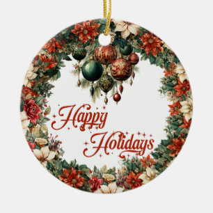 Ornamento De Cerâmica Sanduíche Elegante, coroa de Natal