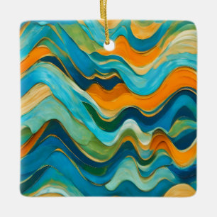 Ornamento De Cerâmica "Sanlúcar" Blue Orange Waves