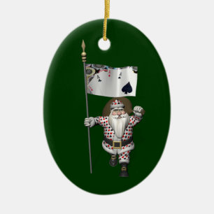 Ornamento De Cerâmica Santa Claus ama Jogando Poker