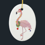 Ornamento De Cerâmica santa claus flamingo<br><div class="desc">"santa claus flamingo ", " flamingo christmas",  "flamingo xmas",  "christmas feio",  "xmas feio",  flamingo,  flamingos,  "flamingo rosa",  "natal engraçado",  "xmas engraçados",  "feliz feriado flamingo",  "papais noeis flamingo"</div>