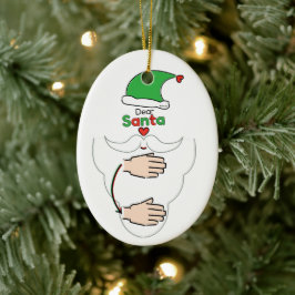 Ornamento De Cerâmica Santa Claus in American Sign Language