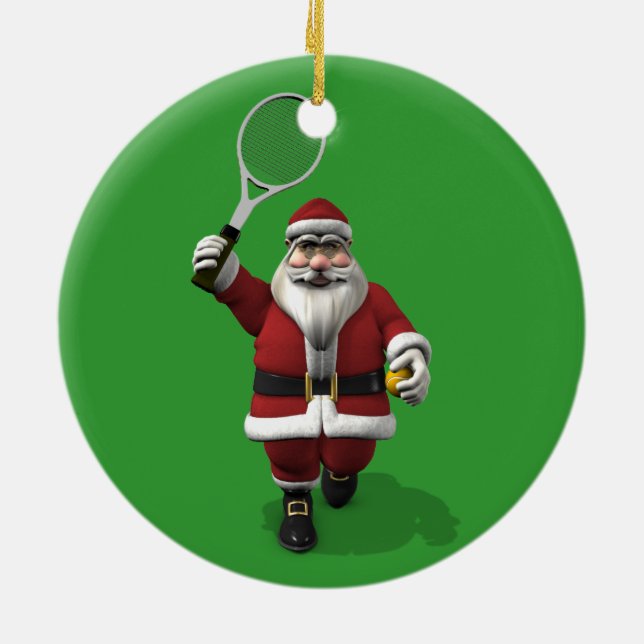 Ornamento De Cerâmica Santa Claus Jogando Tênis (Traseira)