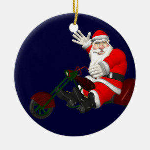 Ornamento De Cerâmica Santa Claus On Motor Trike