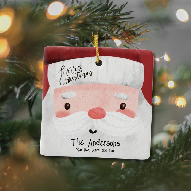 Ornamento De Cerâmica Santa Claus Personalizado Foto de Natal Feliz (Criador carregado)