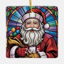 Santa Claus Stained Glass Art – Colorful Christmas