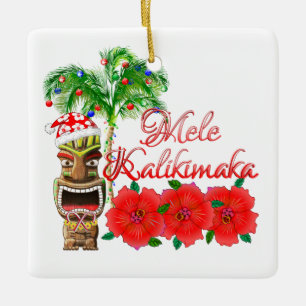 Ornamento De Cerâmica Santa Claus Tiki Mele Kalikimaka