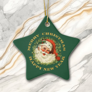 Ornamento De Cerâmica Santa Claus Wreath