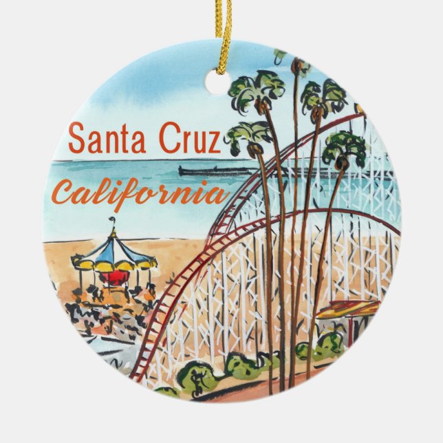 Ornamento De Cerâmica Santa Cruz Roller Coaster Ornament (Frente)