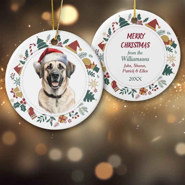 Ornamento De Cerâmica Santa Hat Anatolian Shepherd Wreath Natal (Criador carregado)