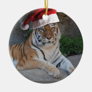 Ornamento De Cerâmica Santa Hat Bengal Tiger