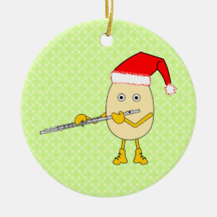 Ornamento De Cerâmica Santa Hat Flute Egghead