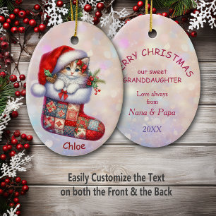 Ornamento De Cerâmica Santa Hat Kitten em Stocks de neta