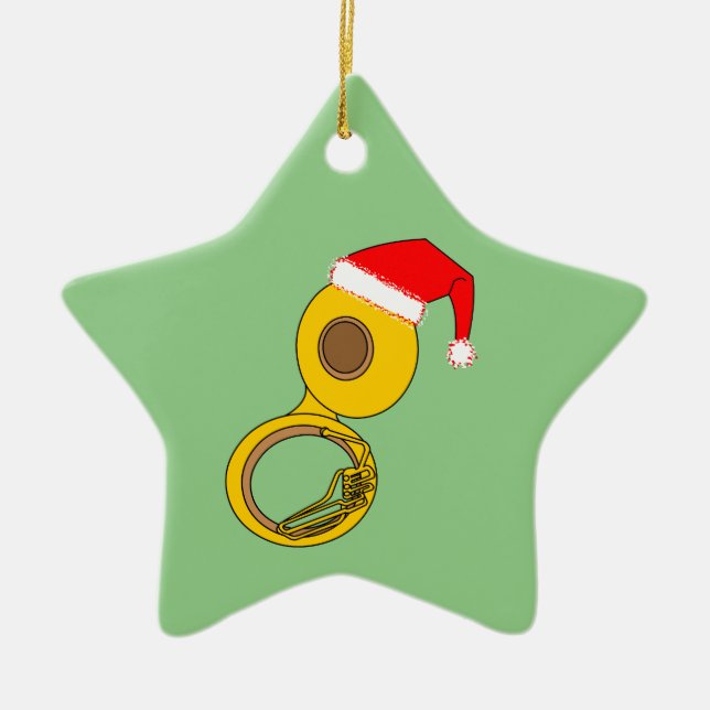 Ornamento De Cerâmica Santa Hat Tuba (Frente)