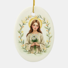 Ornamento De Cerâmica Santa Maria Goretti Paz e Bênçãos de Deus