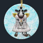 Ornamento De Cerâmica Santa vaca<br><div class="desc">Santo ornamento,  t-shirt,  roupa de vaca,  presentes para fazendeiros de vaca,  por ArtMuvz Illustration.</div>