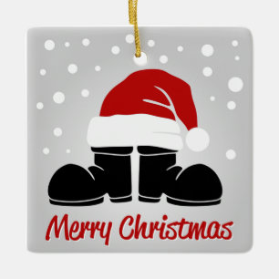 Ornamento De Cerâmica Santas Boots and Hat