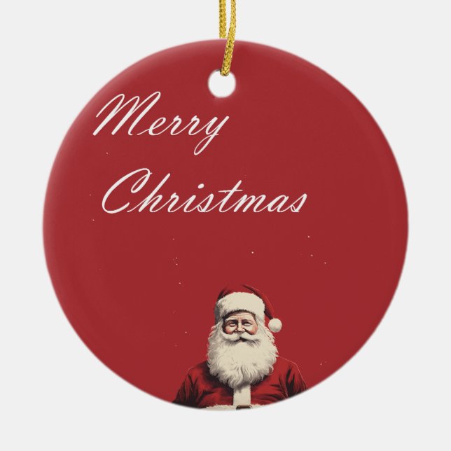 Ornamento De Cerâmica Santa's Cheerful Greetings (Frente)