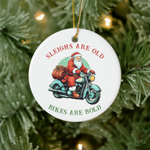 Ornamento De Cerâmica Santas Joyride Motorcycle Christmas