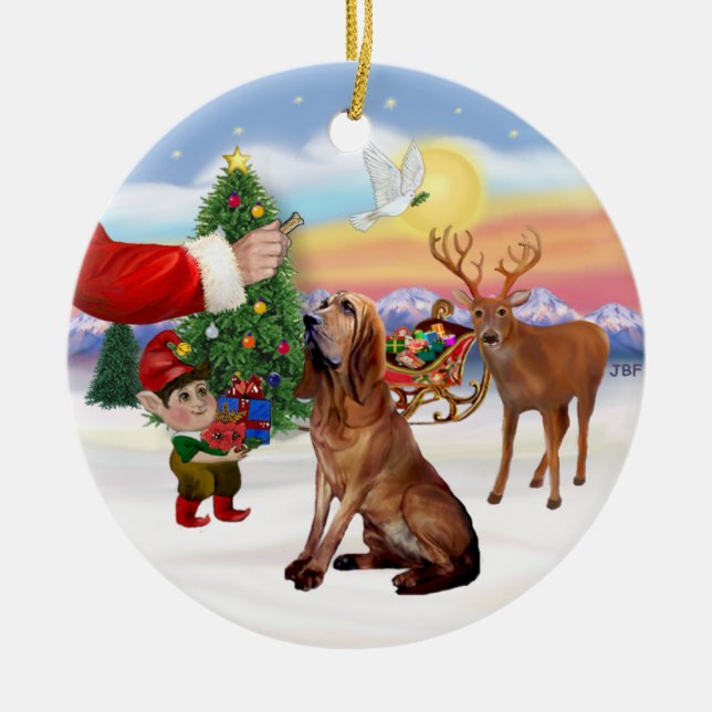 Ornamento De Cerâmica Santas Treat - Bloodhound (Frente)