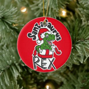 Ornamento De Cerâmica Santasaurus Rex