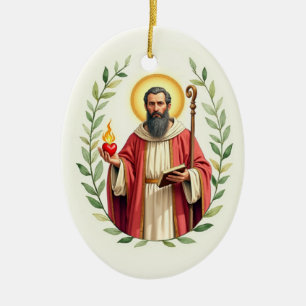 Ornamento De Cerâmica Santo Agostinho de Hipona Paz e Bênçãos de Deus