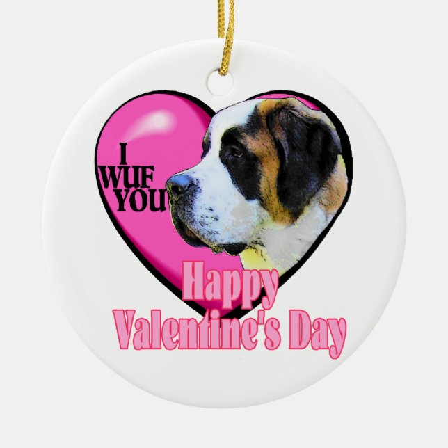 Ornamento De Cerâmica Santo Bernard Dia de os namorados (Frente)