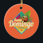 Ornamento De Cerâmica Santo Domingo Caribe Retro República Dominicana<br><div class="desc">Santa Domingo capital da República Dominicana em Caribe sunset vintage souvenir para férias de praia. Santo Domingo com coco retrô na República Dominicana como lembrança para o oceano e praia. Estilo de vida de Santo Domingo para mochilas e viagens de Caribe. Santo Domingo, na Caribe e capital da República Dominicana,...</div>
