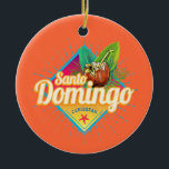 Ornamento De Cerâmica Santo Domingo Caribe Retro República Dominicana<br><div class="desc">Santa Domingo capital da República Dominicana em Caribe sunset vintage souvenir para férias de praia. Santo Domingo com coco retrô na República Dominicana como lembrança para o oceano e praia. Estilo de vida de Santo Domingo para mochilas e viagens de Caribe. Santo Domingo, na Caribe e capital da República Dominicana,...</div>