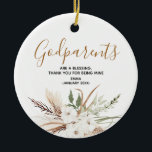 Ornamento De Cerâmica Santo florescimento Personalizado Padrões Natal<br><div class="desc">Enfeites de natal de Padrões Personalizados de Flores Brancas Pode ser mudado para qualquer texto</div>