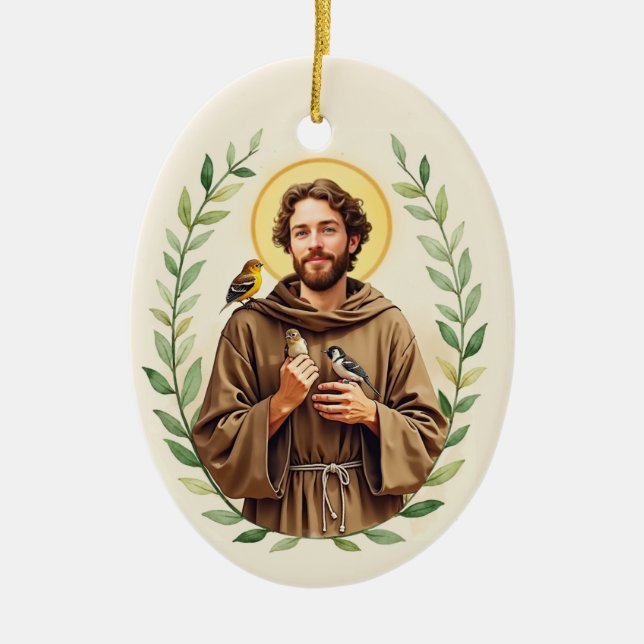 Ornamento De Cerâmica Santo Francisco de Assis Devocional Católico (Frente)