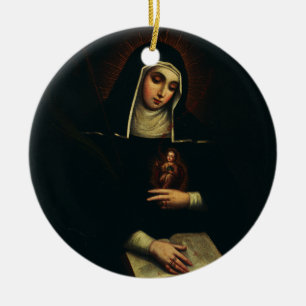 Ornamento De Cerâmica Santo Gertrude o alemão Excelente Benedictine