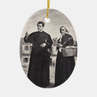 Ornamento De Cerâmica Santo João Bosco com a Mãe