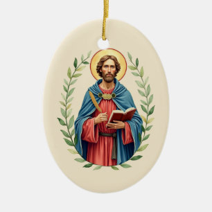 Ornamento De Cerâmica Santo Lucas Paz e Bênçãos de Deus com as Escritura