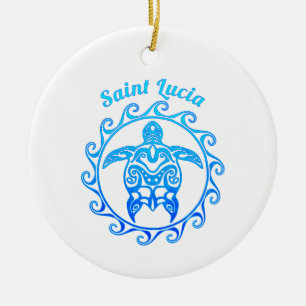 Ornamento De Cerâmica Santo tribal Lucia da tartaruga do azul de oceano
