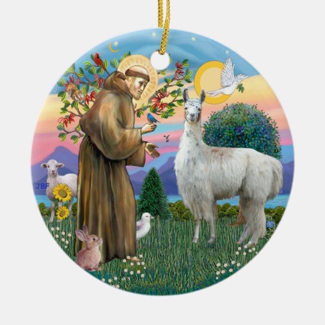 Ornamento De Cerâmica São Francisco - Llama 12 (Frente)