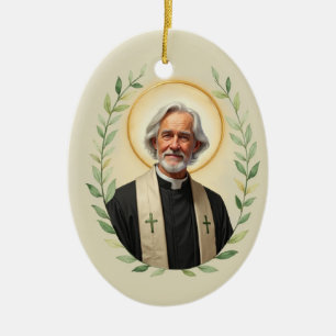 Ornamento De Cerâmica São João Vianney Paz e Bênçãos de Deus