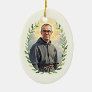 Ornamento De Cerâmica São Maximiliano Kolbe Paz e Bênção de Deus