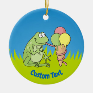 Ornamento De Cerâmica Sapo com Icecream Cerâmica Ornament