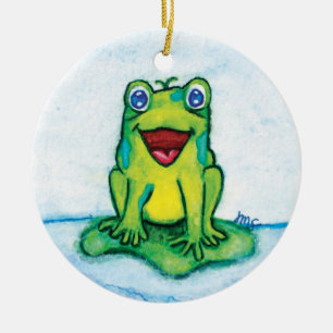 Ornamento De Cerâmica Sapo Feliz