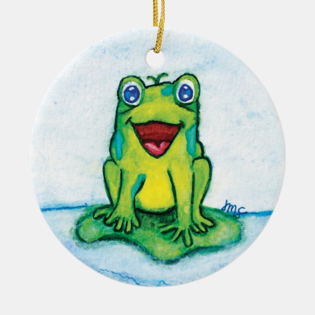 Ornamento De Cerâmica Sapo Feliz (Frente)