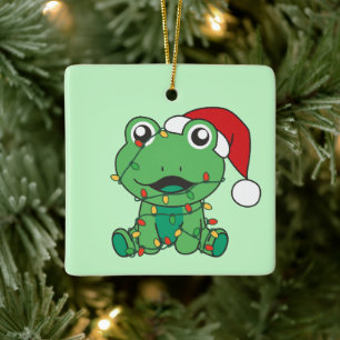 Ornamento De Cerâmica Sapo Natal Sapos de férias