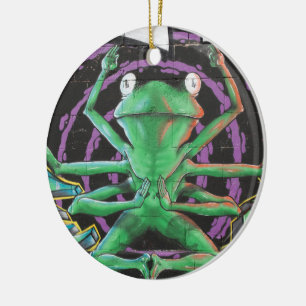 Ornamento De Cerâmica Sapo Relaxado Com Oito Braços