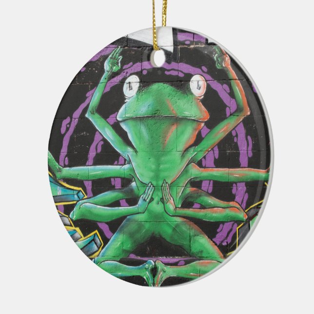 Ornamento De Cerâmica Sapo Relaxado Com Oito Braços (Esquerda)