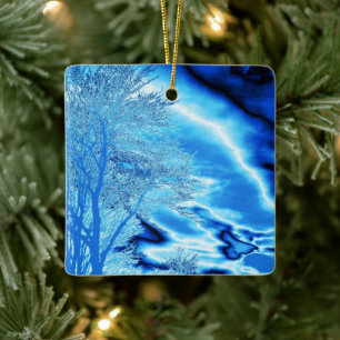 Ornamento De Cerâmica Sapphire e Iced Blue Stormy Sky