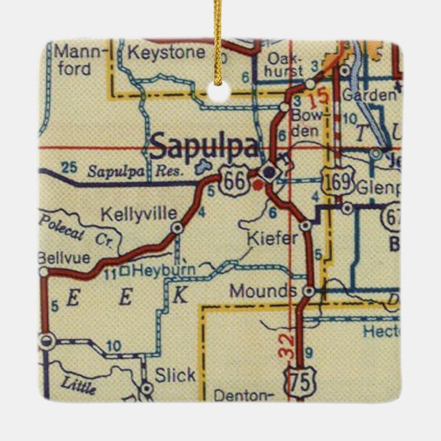 Ornamento De Cerâmica Sapulpa Oklahoma Retro (Verso)