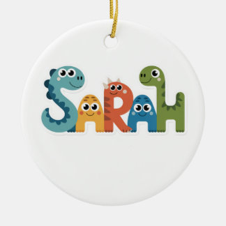 Ornamento De Cerâmica Sarah Dinosaur Nome Cute Dino Letters Design