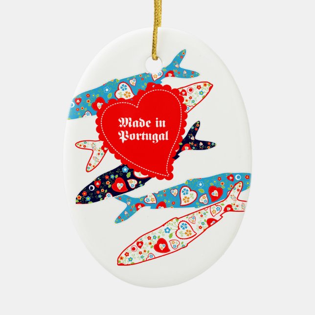 Ornamento De Cerâmica Sardinhas feitas em Portugal (Frente)