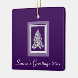 Ornamento De Cerâmica Sasons Saudações Púrpura/Qualquer Árvore de Natal